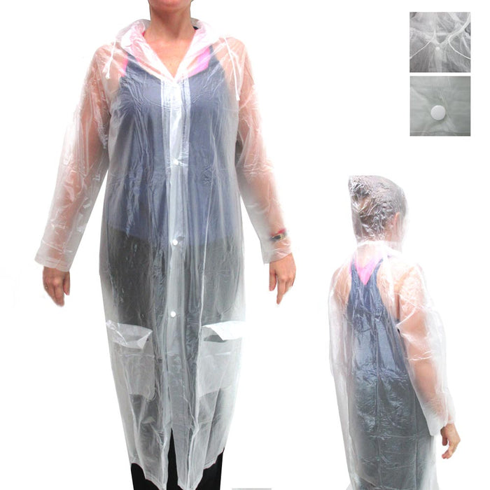 1 Emergency Rain Coat Poncho Reusable Plastic Hooded Outdoor One Size Fit Most