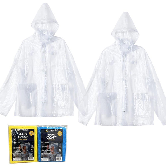 2PC Outdoor Rain Poncho Multifunctional Waterproof Raincoat Hooded Compact Adult