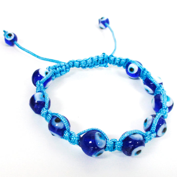 Evil Eye Lucky Bracelet Glass Blue Bead Adjustable Rope String Hamsa Charm Gift