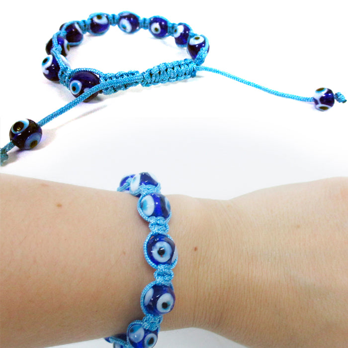 2 Evil Eye Bead Bracelets Lucky Blue Amulet Nazar Protection