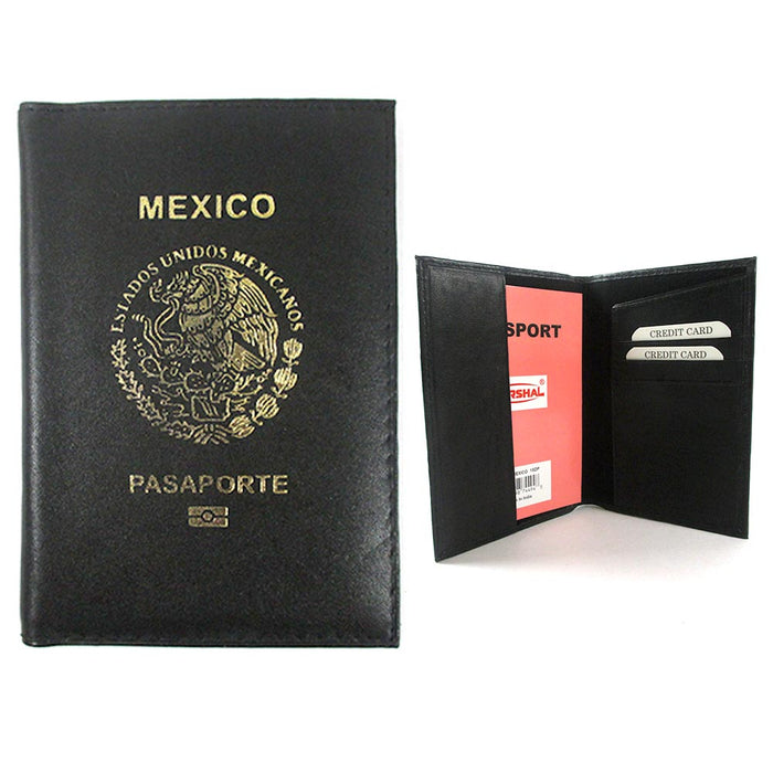 Mexico Passport Holder Organizer Case Cover Protector Genuine Leather Travel New