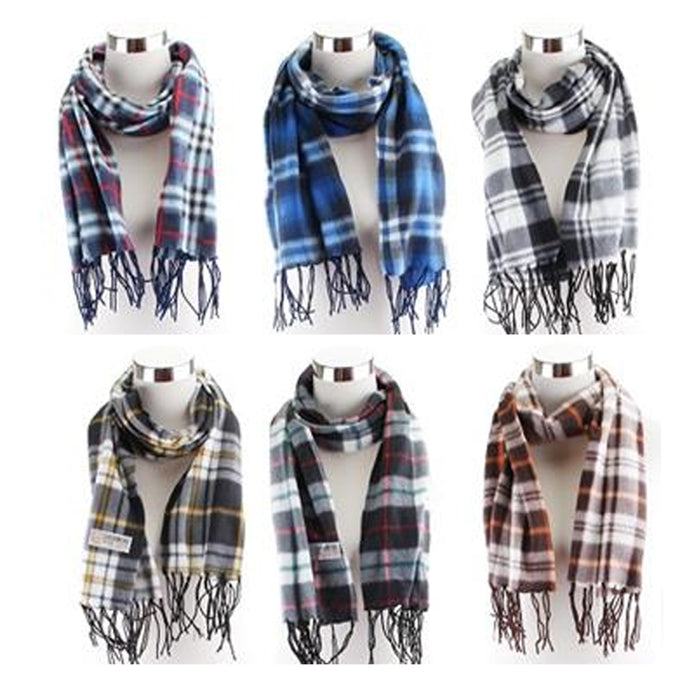 3 Pc Men Women Cashmere Fleece Scarf Warm Plaid Pashmina Wool Winter Scarves