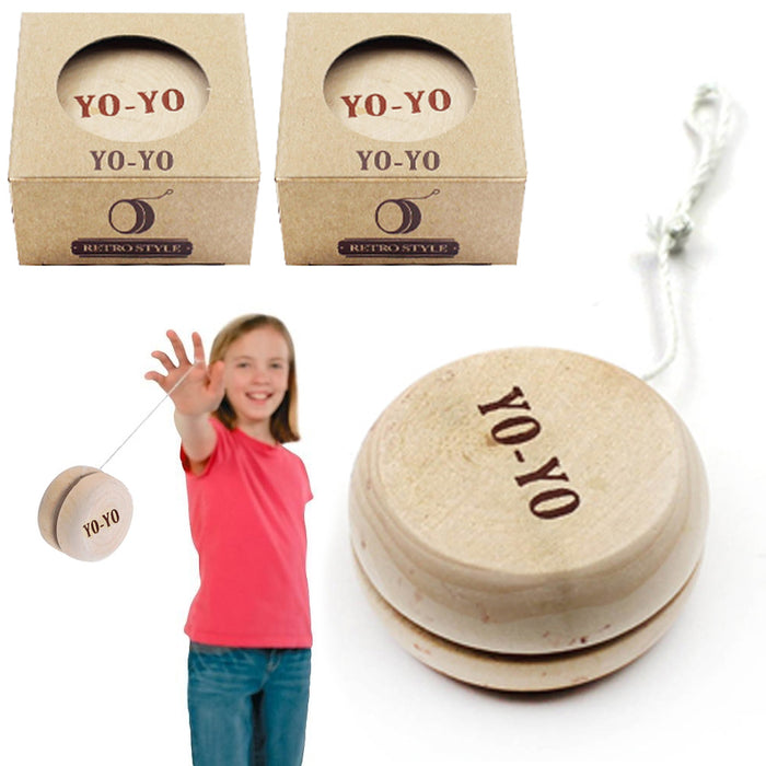 2 Pc Wooden Yo-Yo Spinning Toy Yoyo String Classic Antique Gift Play Party Favor