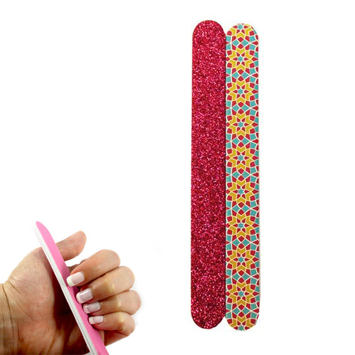 6 Double Sided Nail File Emery Board Manicure Pedicure Gift Set Design Lot New