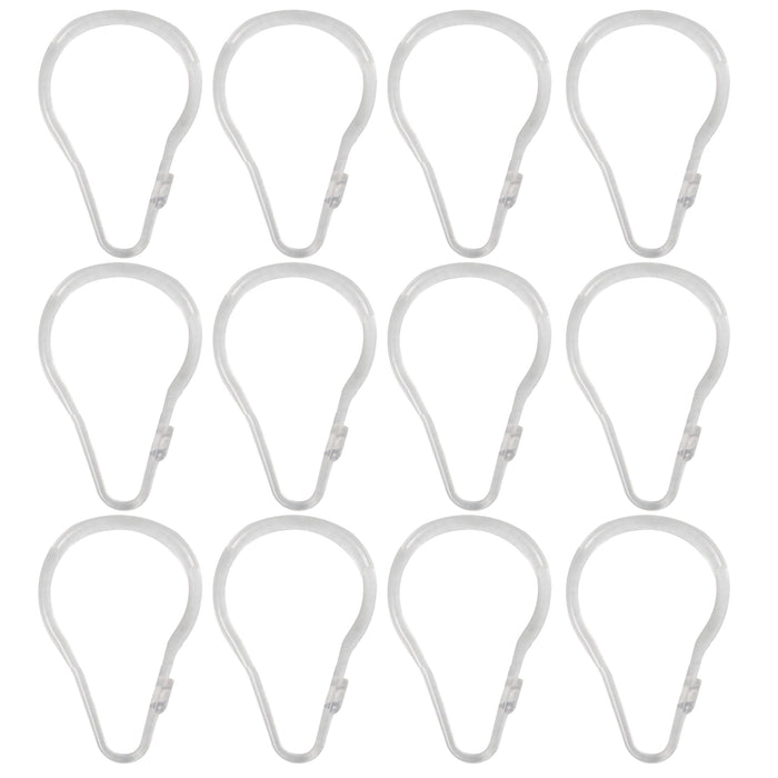 12 Pc Clear Glide Plastic Curtain Rings Shower Hooks Rod Bathroom Shades Drapes