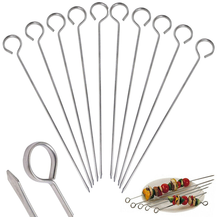 24 Pc Stainless Steel BBQ Skewers 11.8" Metal Cooking Barbecue Kebab Stick Grill