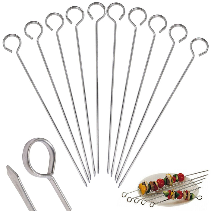 30 Pc Stainless Steel BBQ Kebab Skewers Metal 11.8" Barbecue Grill Stick Cooking