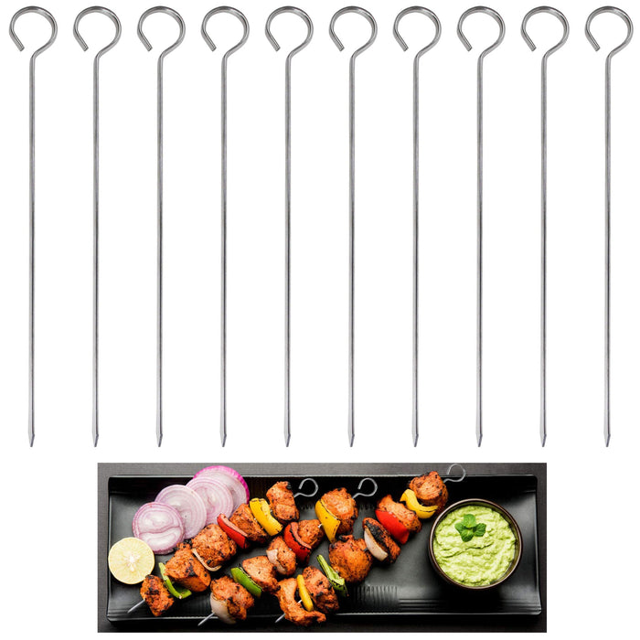 24 Pc Stainless Steel BBQ Skewers 11.8" Metal Cooking Barbecue Kebab Stick Grill