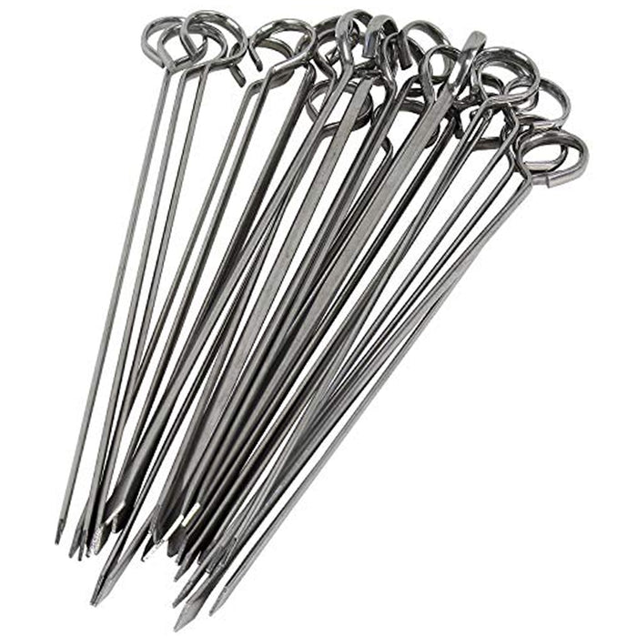 12 Pc Metal BBQ Skewers 11.8" Stainless Steel Cooking Barbecue Kebab Grill Stick