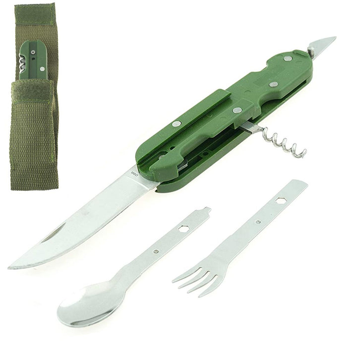 6 Multi Tools Purpose Camping Camper Folding Knife Fork Spoon Emergenc —  AllTopBargains