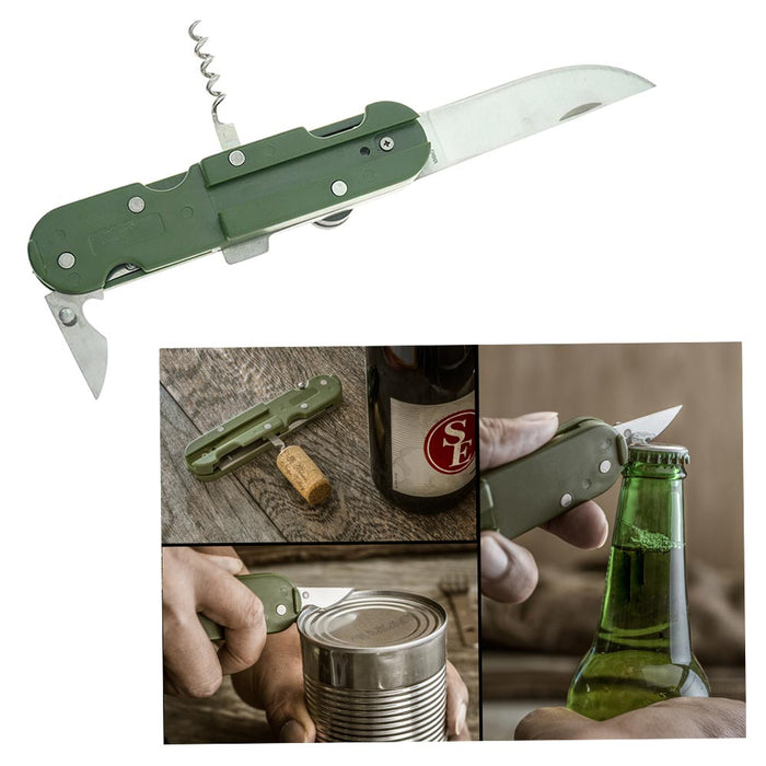 6 Multi Tools Purpose Camping Camper Folding Knife Fork Spoon Emergency Survival