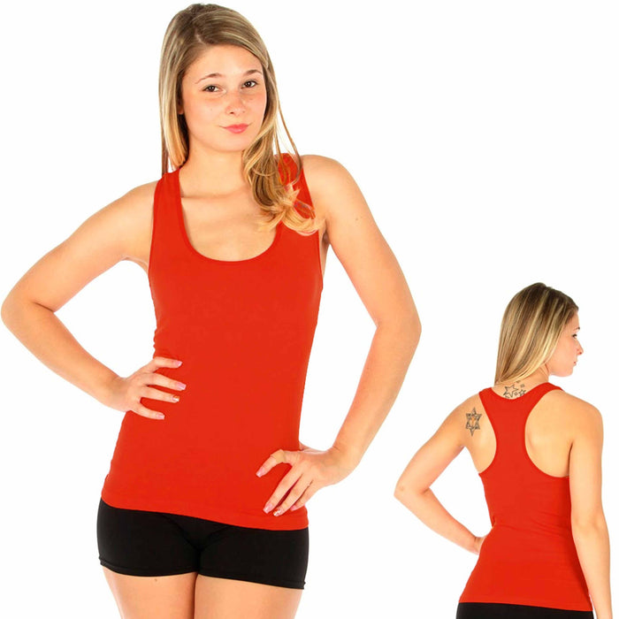 Women Racerback Workout Tank Top Athletic Undershirt Sleeveless Exercise Red