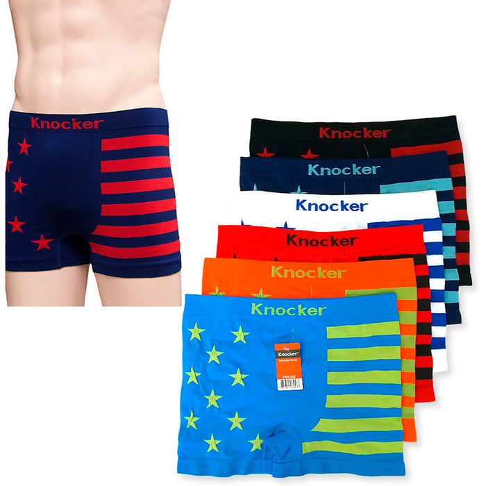 6 Men Seamless Boxer Briefs Knocker Microfiber Underwear Wholesale Onesize MS036