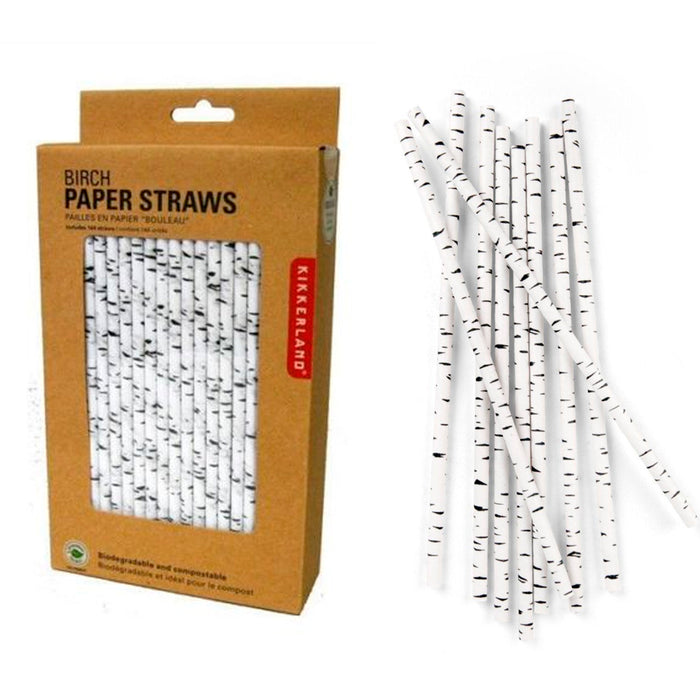 Box 144 Kikkerland Birch Paper Straw Biodegradable Birthday Party Shower Wedding