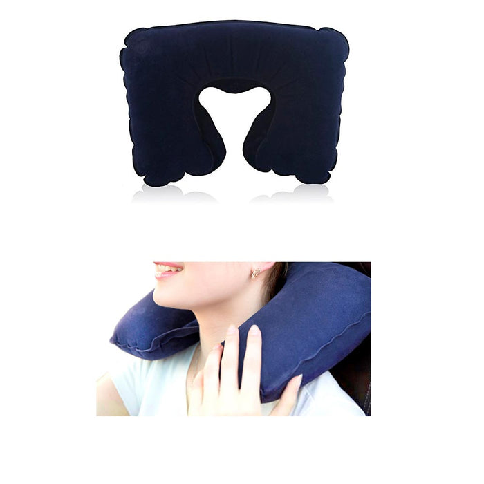 Inflatable Travel Pillow Neck Air Cushion U Rest Compact Plane Spa Car New Soft