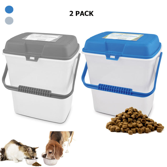 2 PC Pet Food Storage Container 4 Gallon Airtight Portable Clear Dog Cat Supply