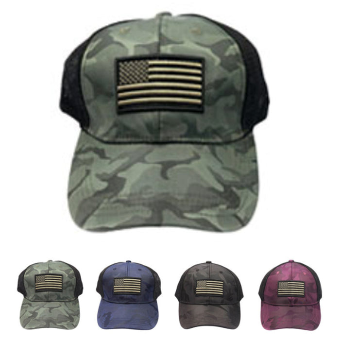 Mens Cotton Baseball Cap USA Army American Flag Tactical Trucker Hats Mesh Hat