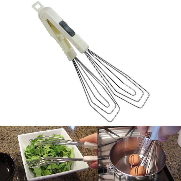 Wonder Mixer Multi Purpose Metal Tongs Spatula Whisk Kitchen Grill Salad Utensil