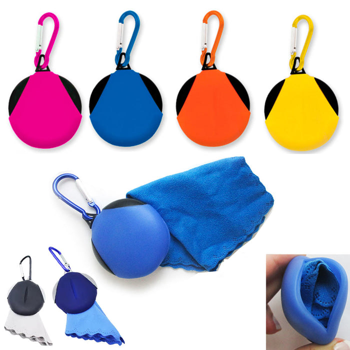 4 PC Microfiber Cleaning Lens Cloth Carabiner Eyeglass Screen Cleaner No Scratch