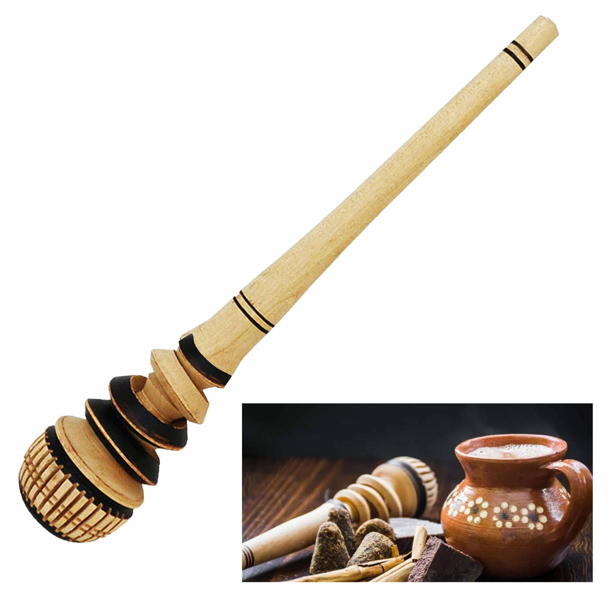 1 Wooden Frother Whisk Stirrer Molinillo Mexican Hot Chocolate Cocoa M —  AllTopBargains