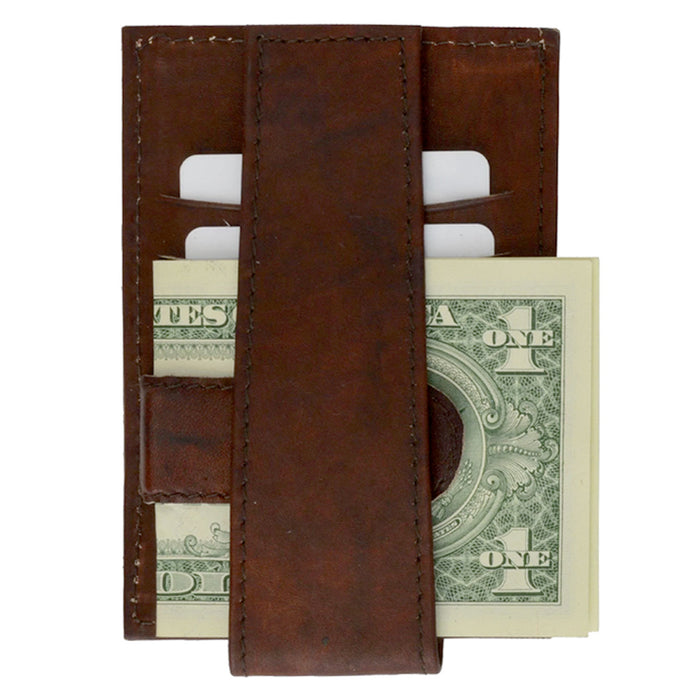 Genuine Leather Money Clip Wallet Belt Slim Double Sided Credit Card ID Burgundy