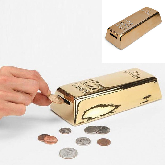 Gold Money Bank Coin Box Piggy Ceramic New Saavy Safe Dollar Coins Adults Gift