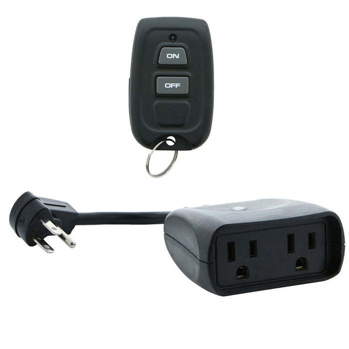 Remote Control 2 Outlet Receiver Power On Off Switch Indoor Outdoor Home 80 Ft