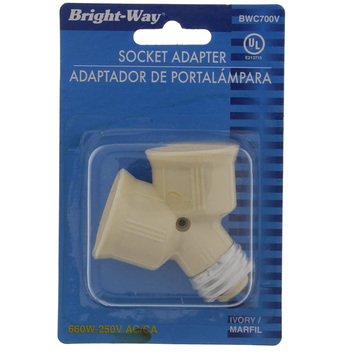 1 Pc Ivory Twin Lite Socket Adapter Plug-In Dual Light Bulb Screw Outlet Plug