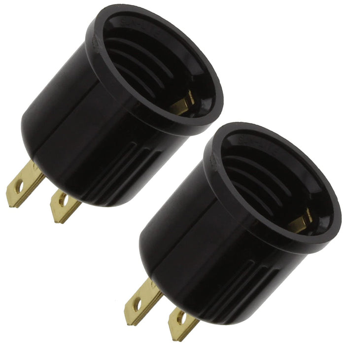2 Pc Plug-In Light Bulb Screw Socket Outlet Adapter Lamp Holder Plug 2 Prong