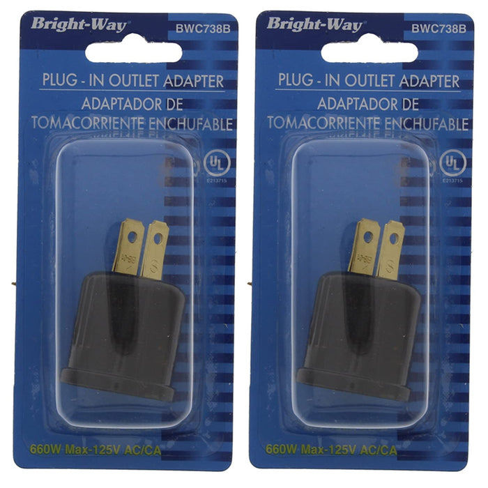 2 Pc Plug-In Light Bulb Screw Socket Outlet Adapter Lamp Holder Plug 2 Prong