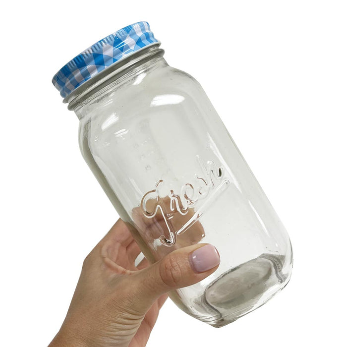 2 Set Clear Mason Jars 750 ml Wide Mouth Glass Lids Jelly Canning Pint Wedding