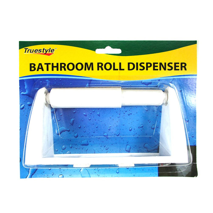Plastic Toilet Paper Roll Holder Tissue Bathroom Dispenser Wall Mounted Hook Wht