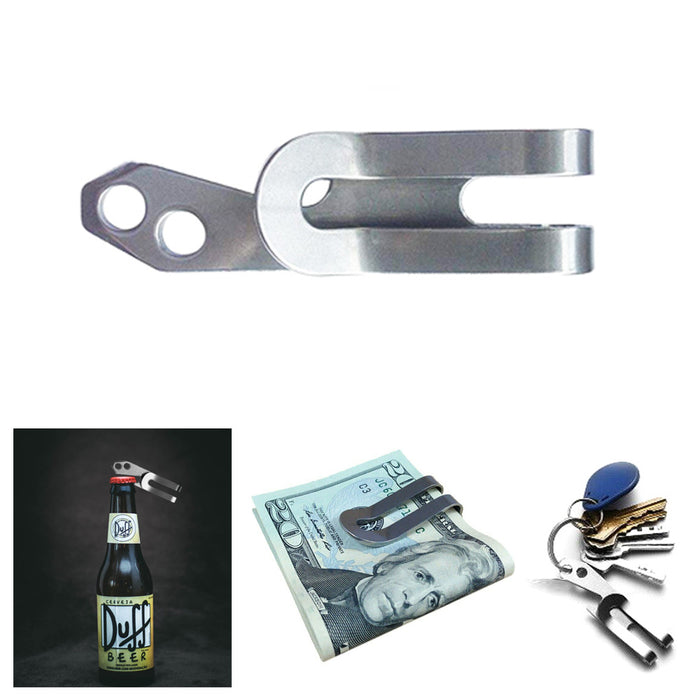 Utility Money Clip Bottle Opener Belt Clip Screwdriver Keychain Stainless Steel