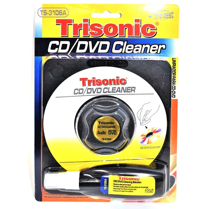 1 CD DVD Disc CD-ROM Player Lens Cleaner Cleaning Solution Kit Wet And Dry 20ml