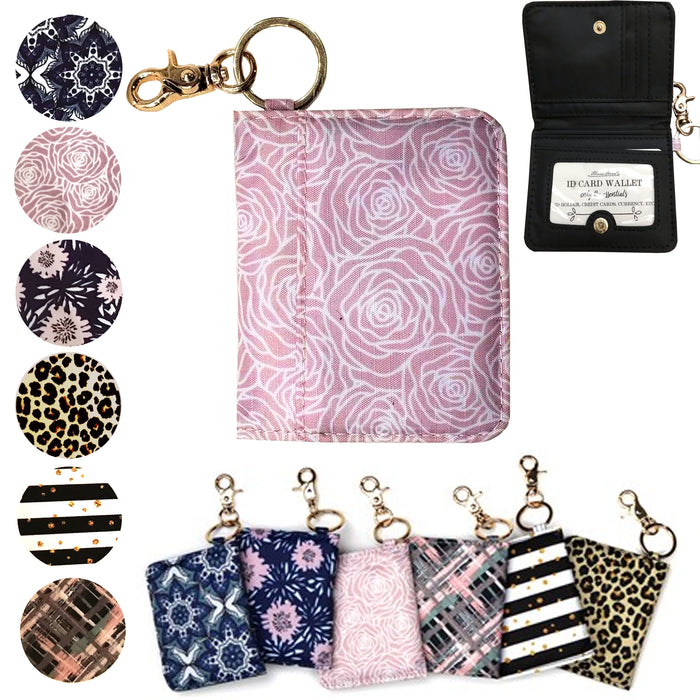 1 Slim Mini ID Holder Credit Card Case Pocket Wallet Keychain Clip Clutch Women
