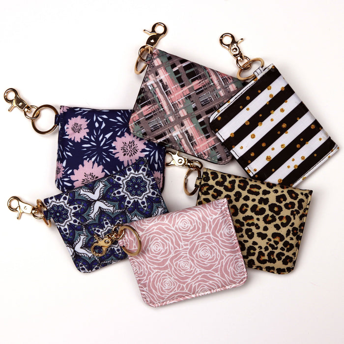 2 Pc Women's Wallet Credit Card ID Holder Case Pocket Keychain Clip Slim Clutch