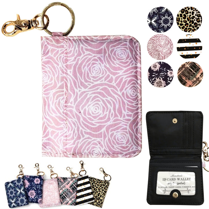 1 Slim Mini ID Holder Credit Card Case Pocket Wallet Keychain Clip Clutch Women