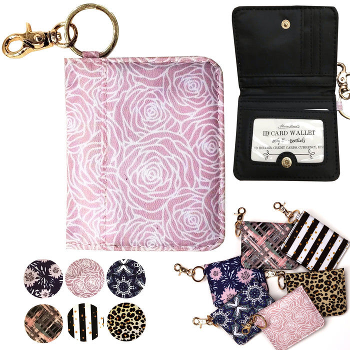 1 Slim Mini ID Holder Credit Card Case Pocket Wallet Keychain Clip Clutch Women