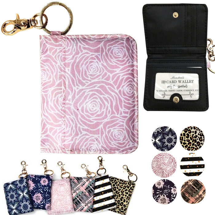 1 Slim Mini ID Holder Credit Card Case Pocket Wallet Keychain Clip Clutch Women