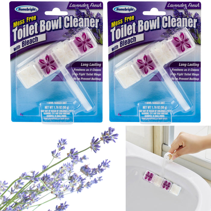 2 Pk Lavender Bleach Toilet Bowl Cleaner Balls Cubes Clip Flush Stain Remover