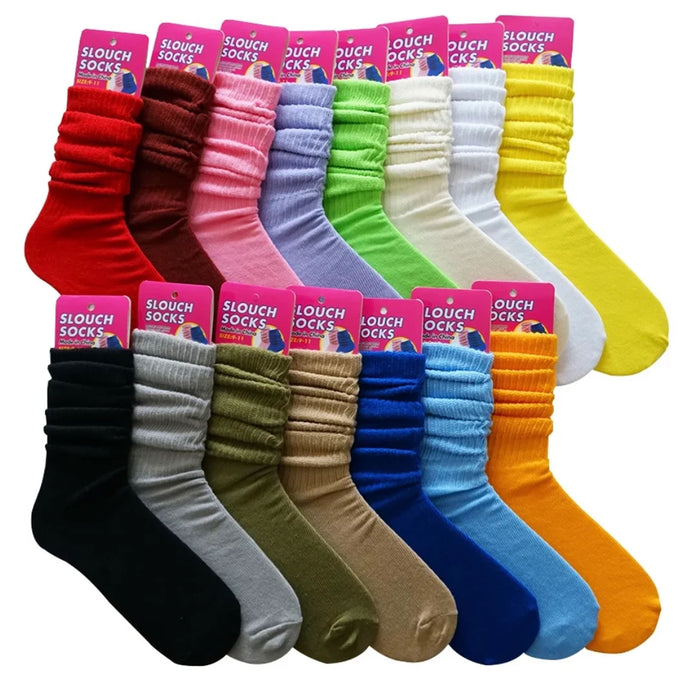 2 Pairs Women's Soft Slouch Socks Plush Cotton Thick Knit Scrunch Casual 9-11