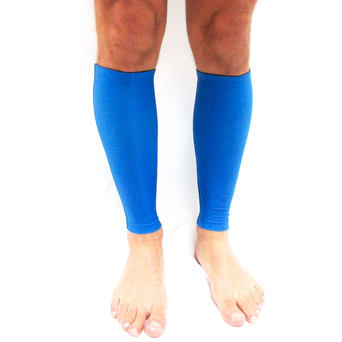 2 Small Calf Sleeve Leg Socks Compression Support Shin Splints Lycra Brace Blue