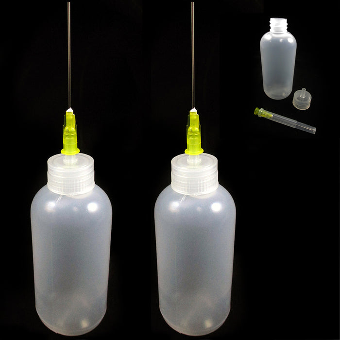 2 Pc 20ml Empty Plastic Squeezable Liquid Dropper Bottle Needle Tip Glue Ink Oil