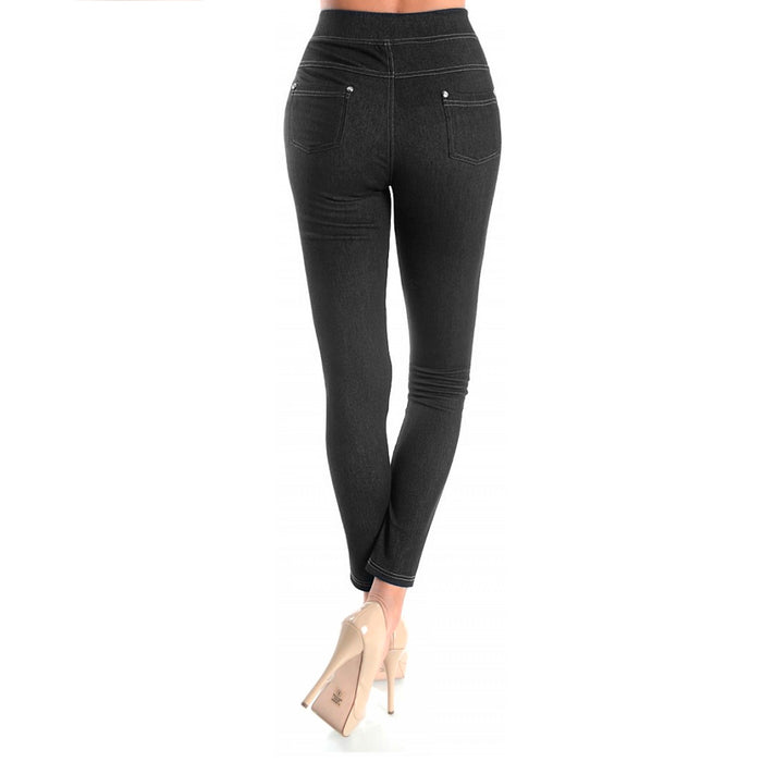 Womens Stretchy Skinny Jeggings Black Soft Leggings Jeans Pants Slim One Size US