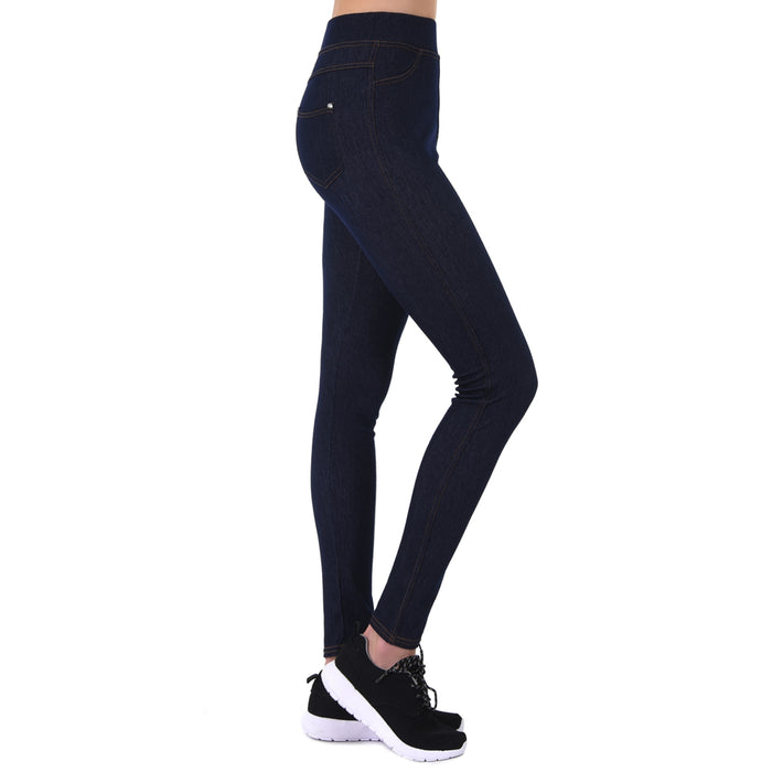 2Pc Women Stretchy Jeggings Skinny Pants Soft Jeans Leggings Black Blue One Size