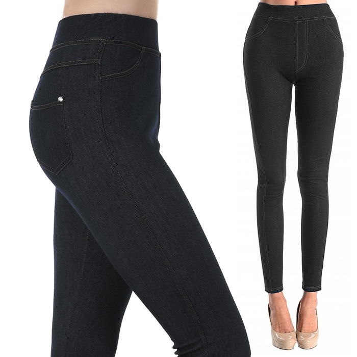 Womens Stretchy Skinny Jeggings Black Soft Leggings Jeans Pants Slim One  Size US