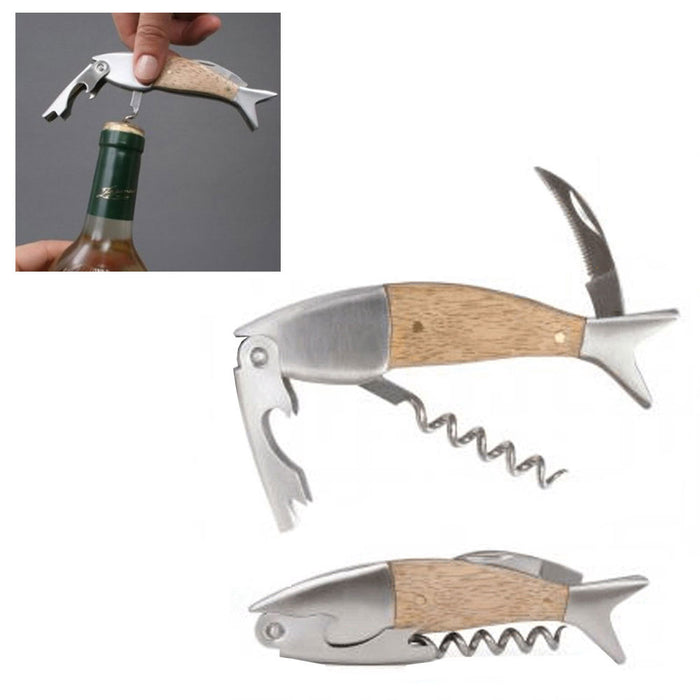 Fish Corkscrew Wine Opener Cork Screw Bottle Stainless Steel Waiters K —  AllTopBargains