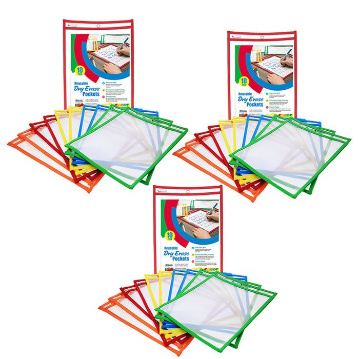 30 Pc Laminated Folder Reusable Dry Erase Pockets 9" x 12" Letter Poly Holder