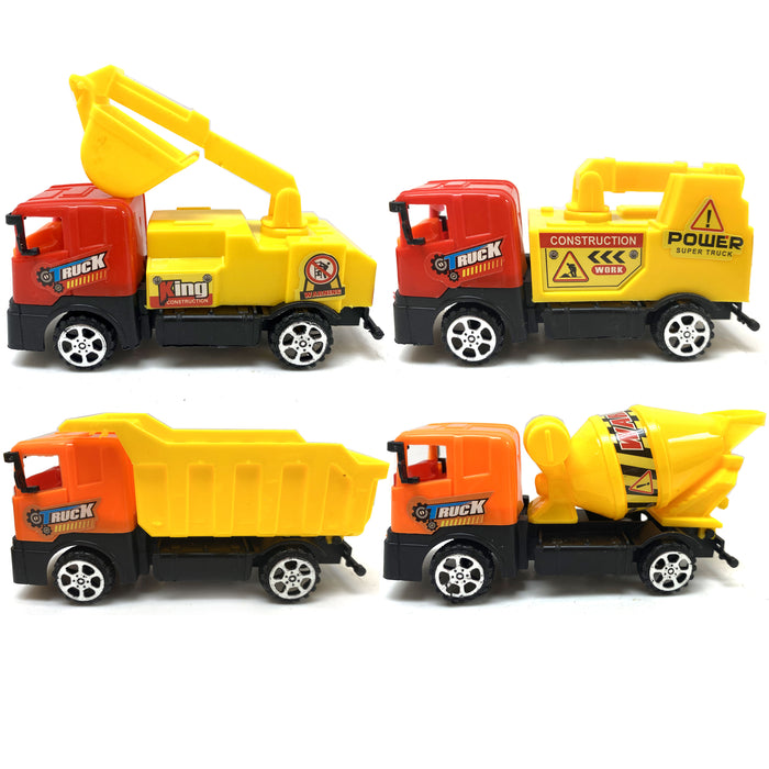 4 Set Toy Truck Construction Tractor Dump Play Car Pull Back Kids Model Vehicle