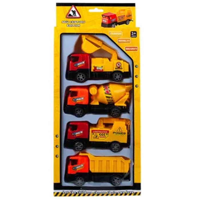 4 Set Toy Truck Construction Tractor Dump Play Car Pull Back Kids Model Vehicle